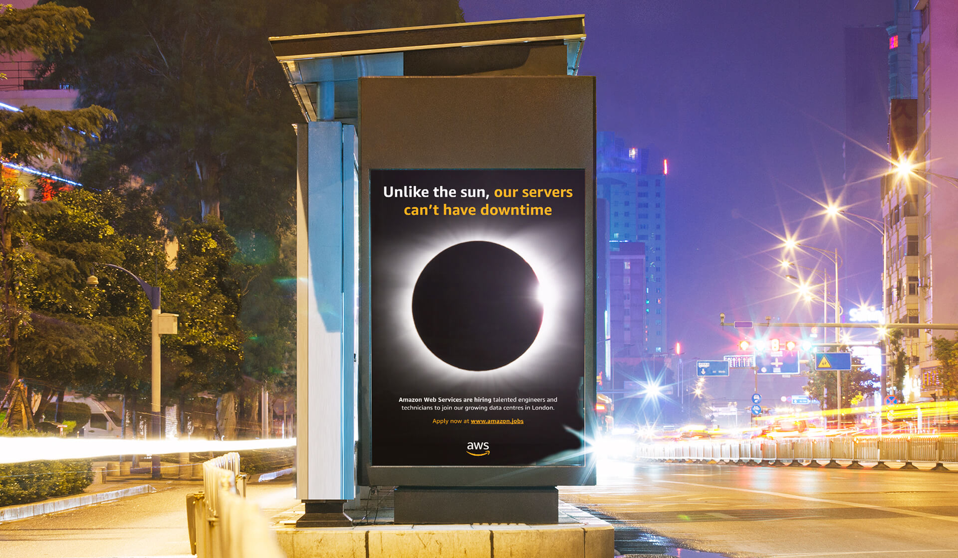 Mellor&Smith - Amazon - Unlike The Sun Advertising Campaign at bus stop